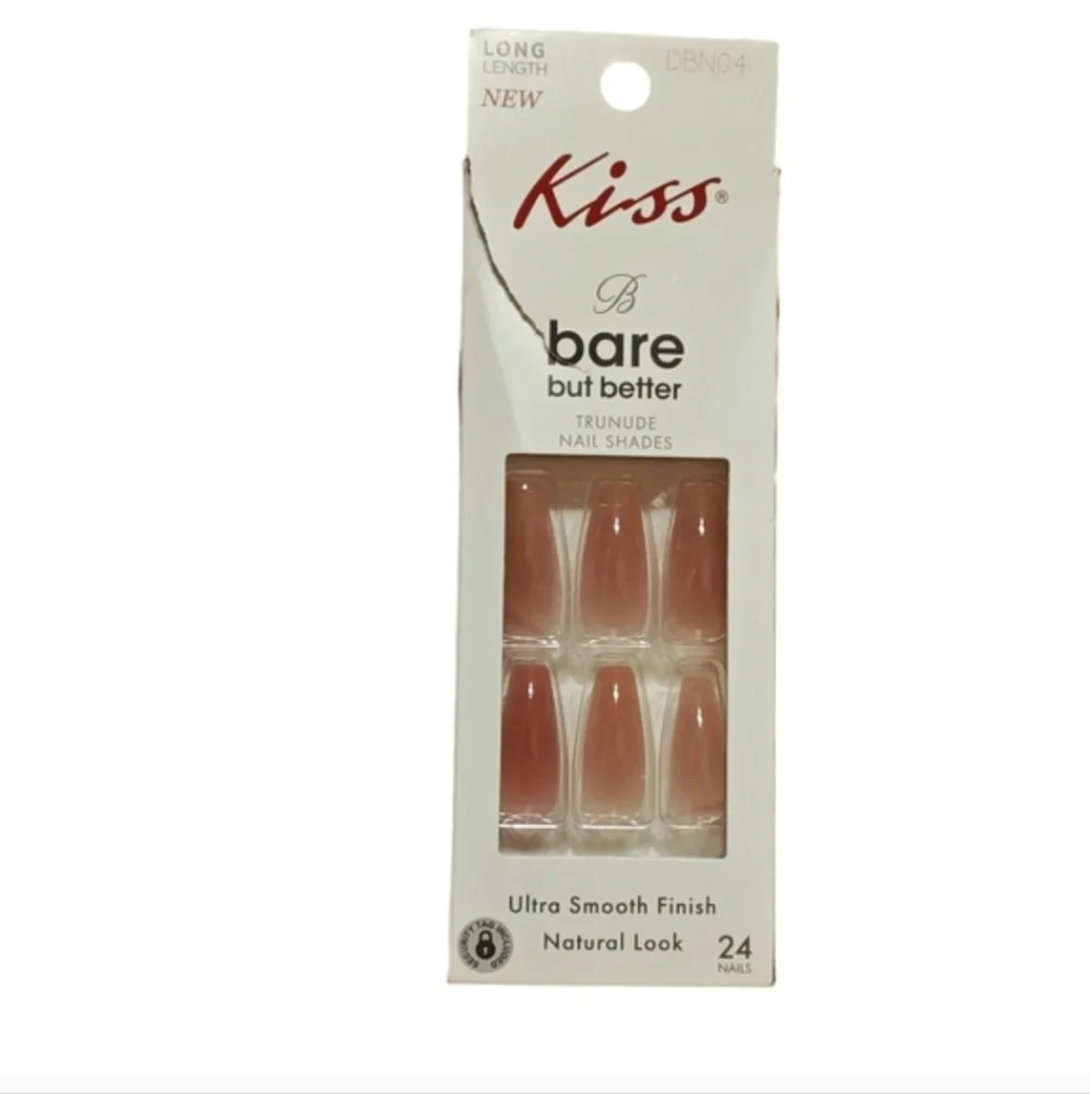 KISS Bare But Better Nails Rose Garden DBN04 Long Length TruNude Coffin 24pc New
